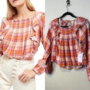 We the Free  Sienna Plaid Pullover Top